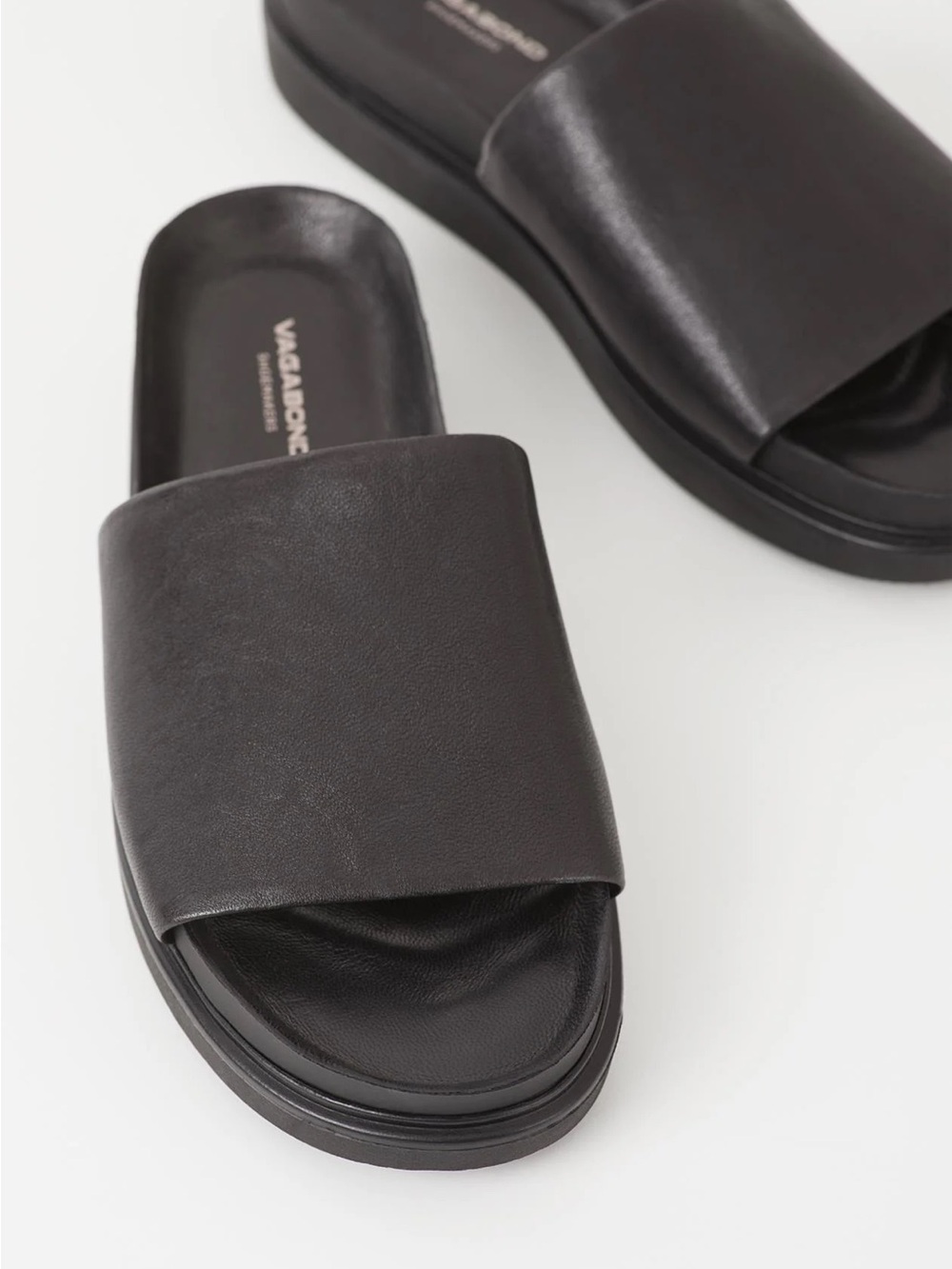Vagabond Erin Slide Sandals Black Leather Size 40